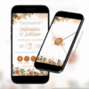 Convite digital interativo de casamento terracota floral com envelope digital e botões de localização, confirmação de presença e lista de presentes exibido em dois celulares.