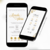 convite interativo branco e dourado para casamento com manual do convidado e botões clicáveis para acessar informações.