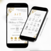 convite interativo de casamento dourado e branco com manual do convidado e botões clicáveis para informações do evento.
