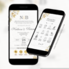 convite interativo de casamento dourado e branco com manual dos convidados e botões clicáveis para acesso às informações do evento.