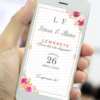 lembrete para casamento laranja e rosa com flores delicadas e design moderno.