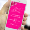 lembrete para casamento pink com fundo vibrante e flores decorativas no celular