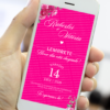 lembrete para casamento rosa pink com flores vibrantes exibido no celular.