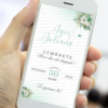 lembrete para casamento verde menta com flores delicadas e layout elegante para envio digital.