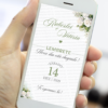 lembrete para casamento verde oliva com flores delicadas e design elegante.
